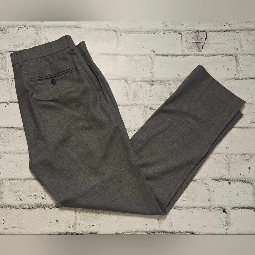 Calvin Klein Slim Fit Gray Wool Blend Dress Pants 53% Wool 34x32